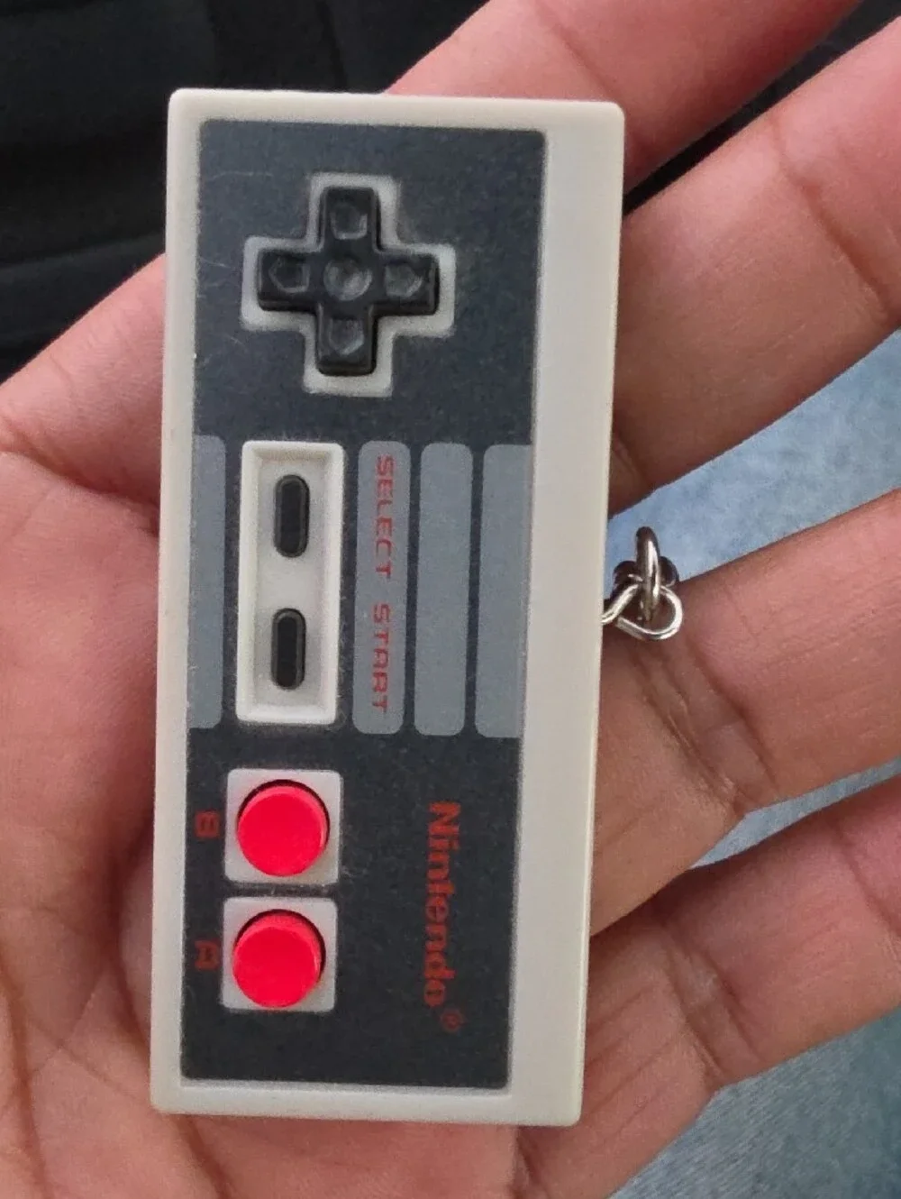 Nintendo Mini Retro Controller Keychain in White, Gray & Red